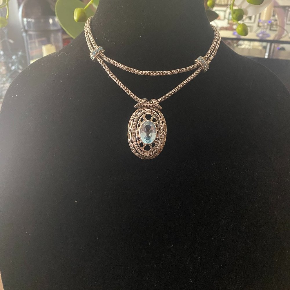 House of Bali by George Thomas Sterling Silver Necklace With Blue Sapphire Stone